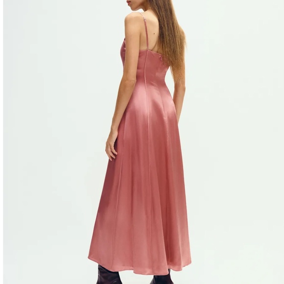 Reformation Lya Pink Silk Dress Size 4 - Picture 3 of 16